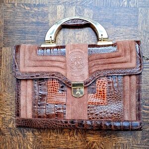 Brown leather handbag, c1970s